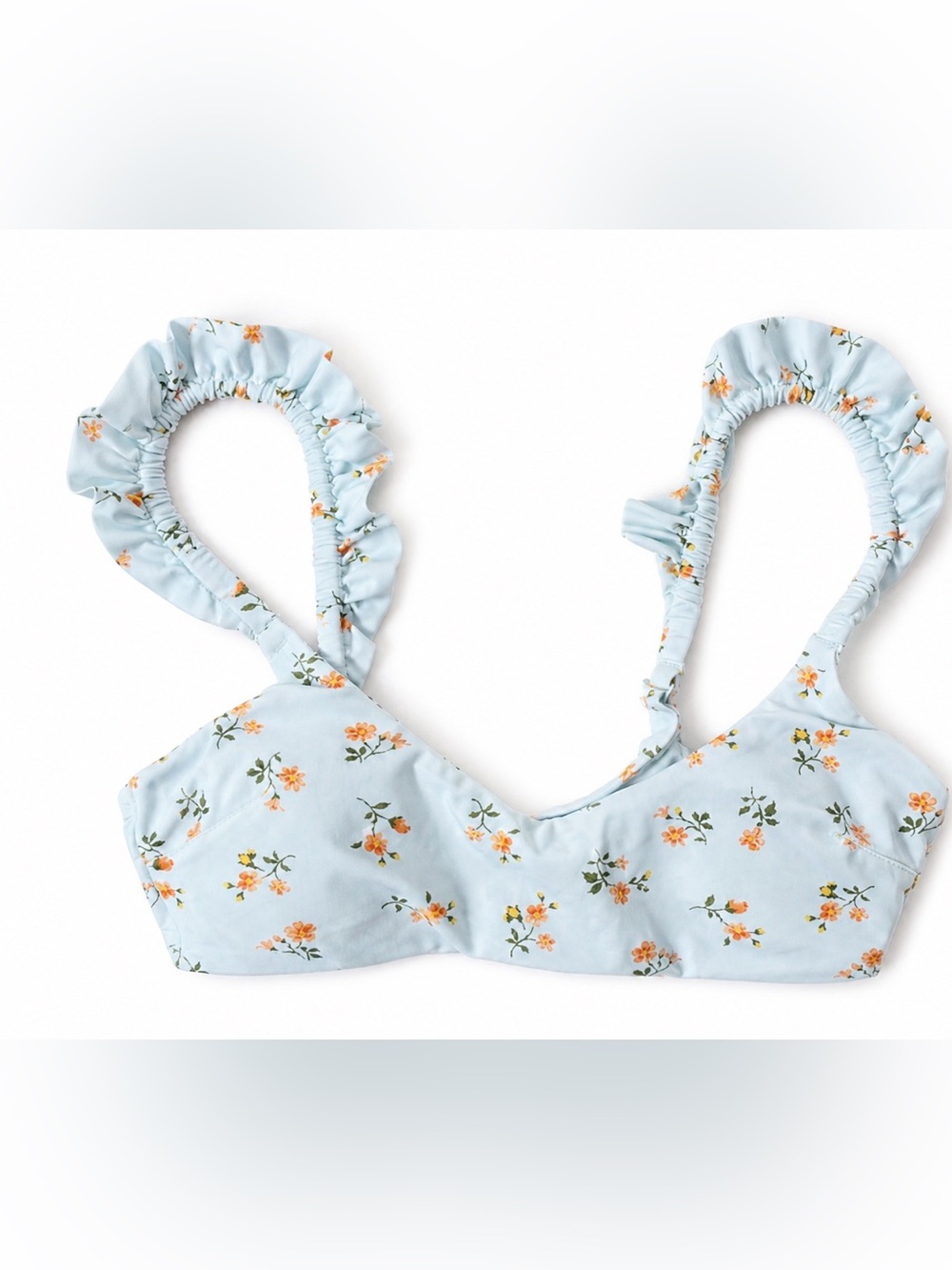 American eagle Aerie Printed Ruffle Scoop Bikini Top floral bikini top xs